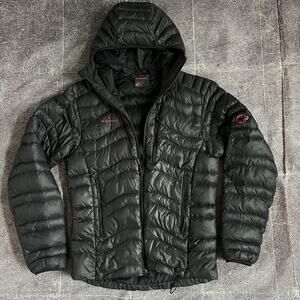 Men's Mammut 750 Down Insulated Black Pertex Hooded Zip Puffer Coat Jacket Sz M
